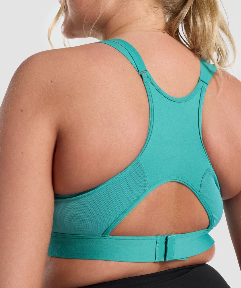 Turquoise Women's Gymshark Mesh Neckline Sports Bra | USA-84695