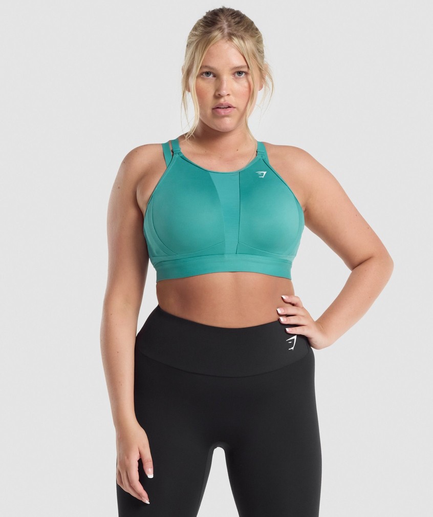 Turquoise Women\'s Gymshark Mesh Neckline Sports Bra | USA-84695