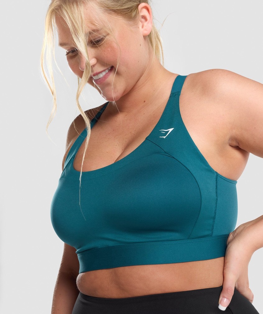 Turquoise Women's Gymshark Racer Back Sports Bra | USA-97540