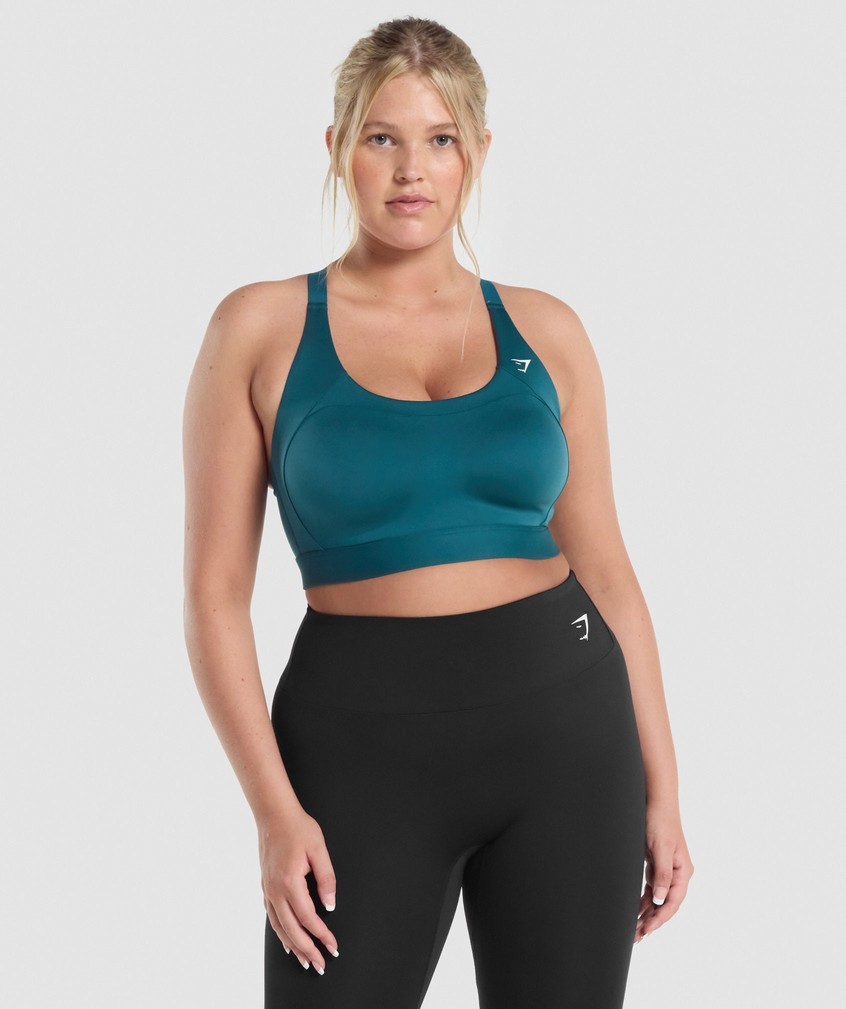 Turquoise Women\'s Gymshark Racer Back Sports Bra | USA-97540