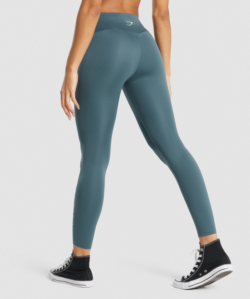 Turquoise Women's Gymshark Training Graphic Leggings | USA-52749