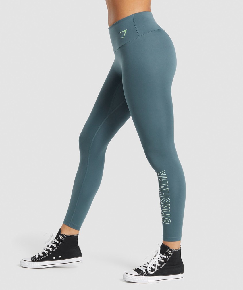 Turquoise Women's Gymshark Training Graphic Leggings | USA-52749