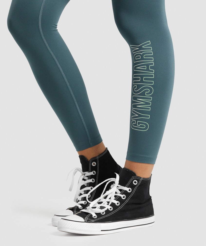 Turquoise Women's Gymshark Training Graphic Leggings | USA-52749