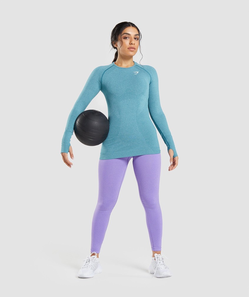 Turquoise Women's Gymshark Vital Seamless 2.0 Long Sleeve Top T-Shirts | USA-48173