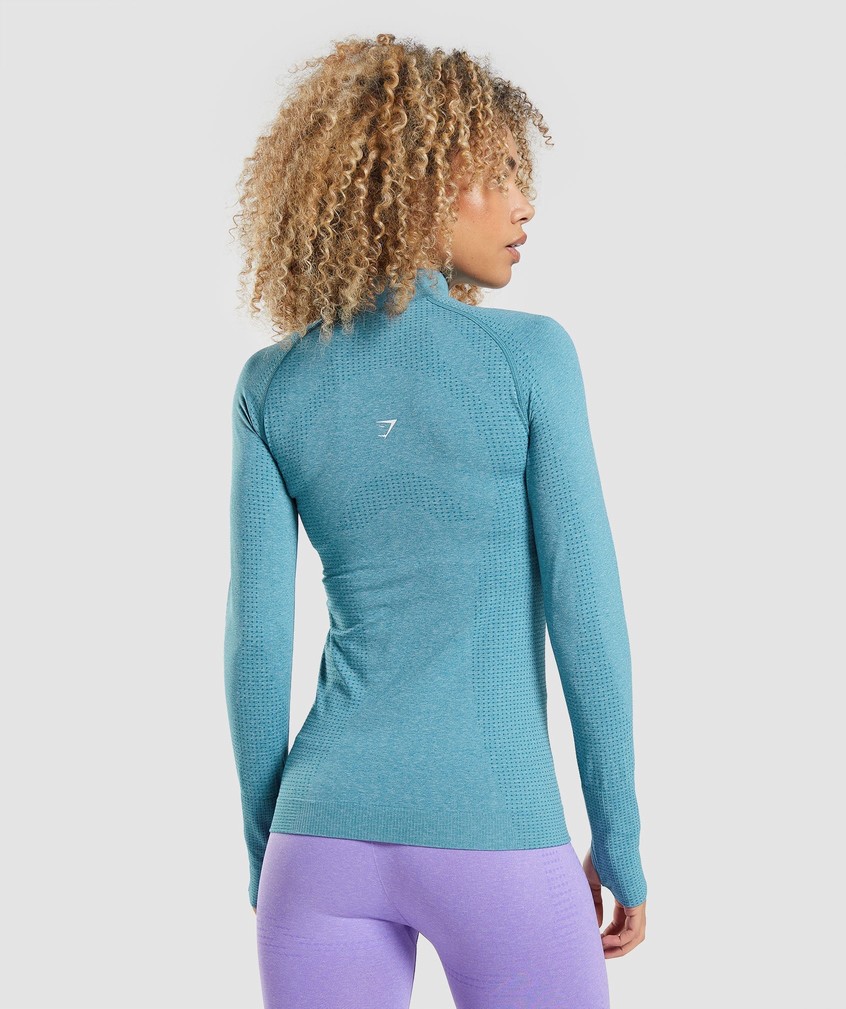 Turquoise Women's Gymshark Vital Seamless 2.0 1/2 Zip Pullover | USA-53294