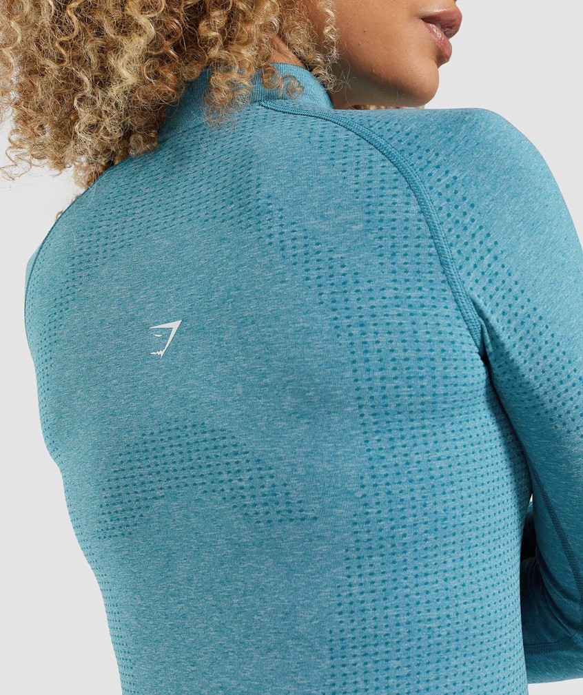 Turquoise Women's Gymshark Vital Seamless 2.0 1/2 Zip Pullover | USA-53294