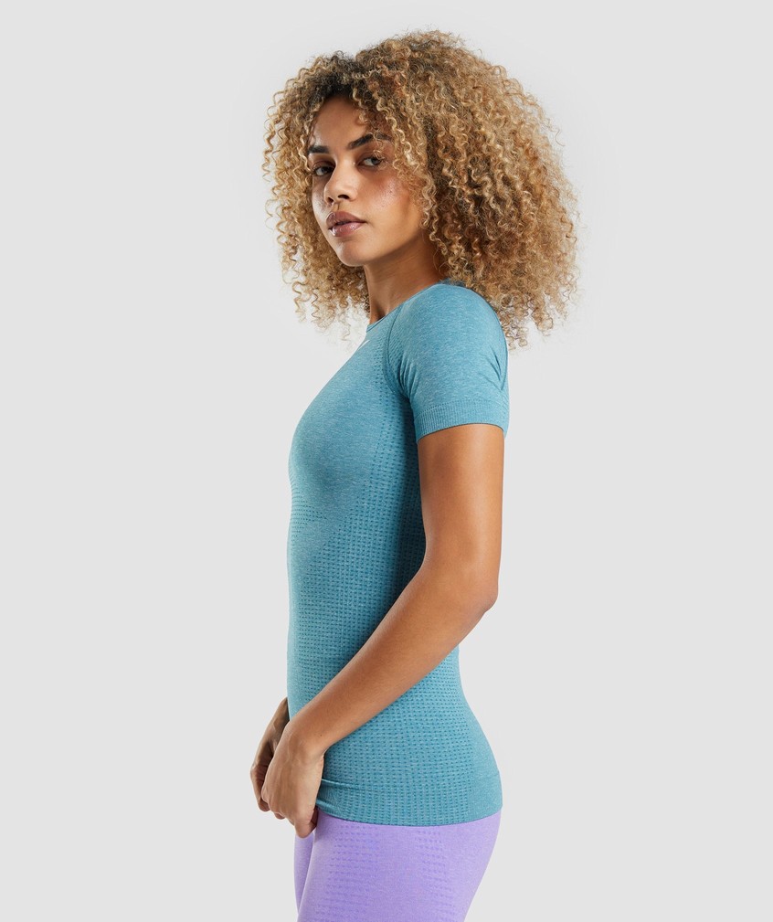 Turquoise Women's Gymshark Vital Seamless 2.0 T-Shirts | USA-86139