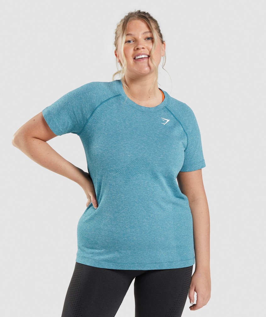 Turquoise Women\'s Gymshark Vital Seamless 2.0 Light T-Shirts | USA-98460