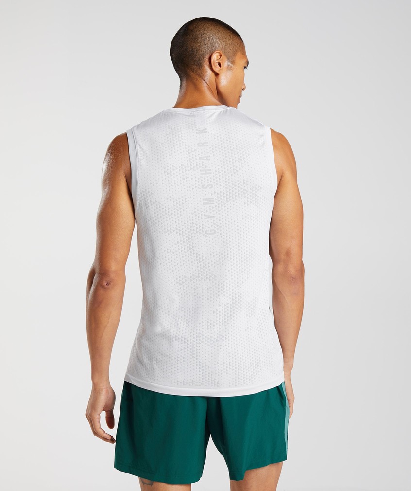 White / Grey Men's Gymshark Sport Seamless Tank | USA-14806