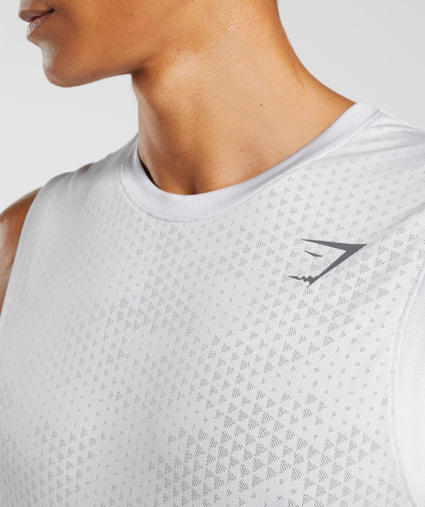 White / Grey Men's Gymshark Sport Seamless Tank | USA-14806