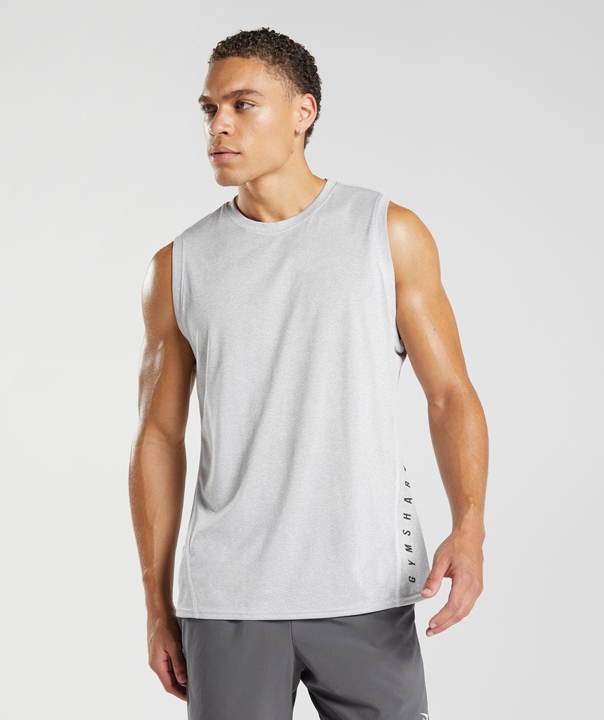 White / Grey Men\'s Gymshark Sport Tank | USA-13657