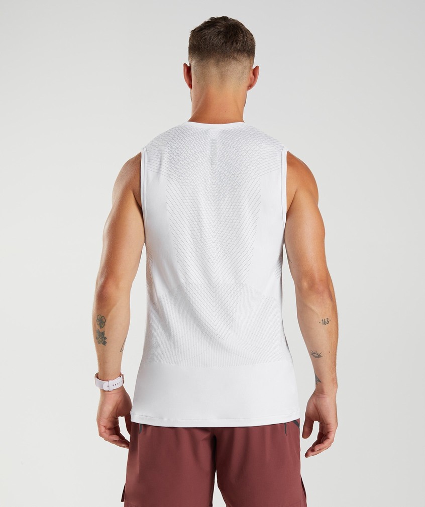 White / Light Grey Men's Gymshark Apex Seamless Tank | USA-62135