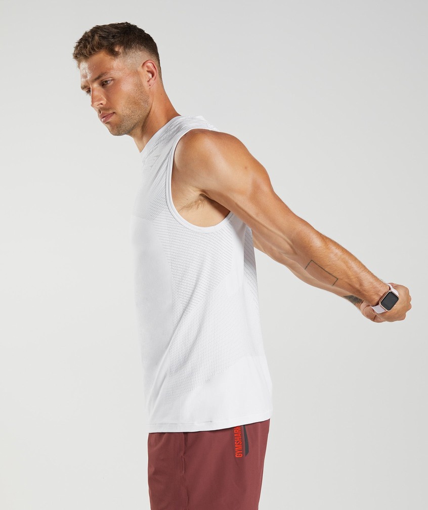 White / Light Grey Men's Gymshark Apex Seamless Tank | USA-62135