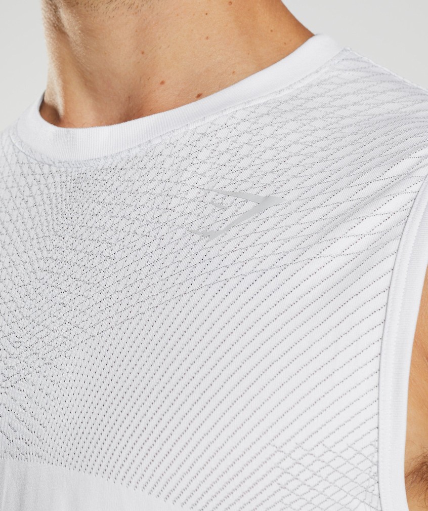 White / Light Grey Men's Gymshark Apex Seamless Tank | USA-62135