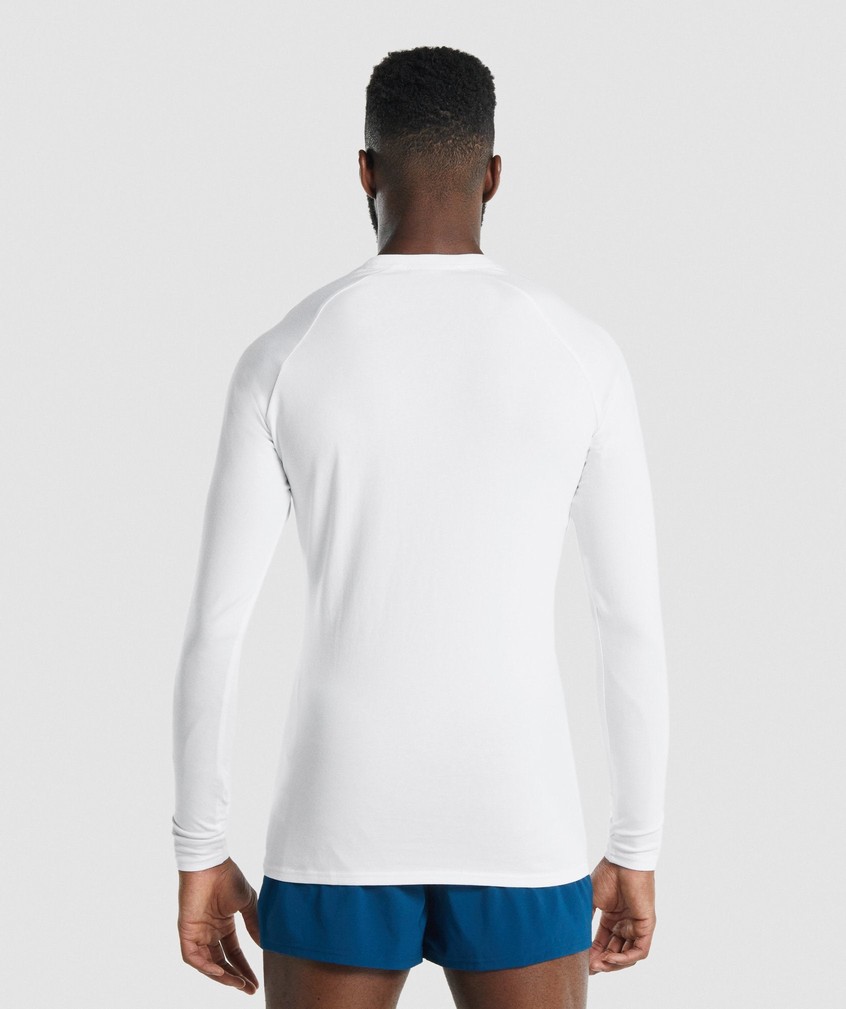 White Men's Gymshark Apollo Long Sleeve T-Shirts | USA-21640