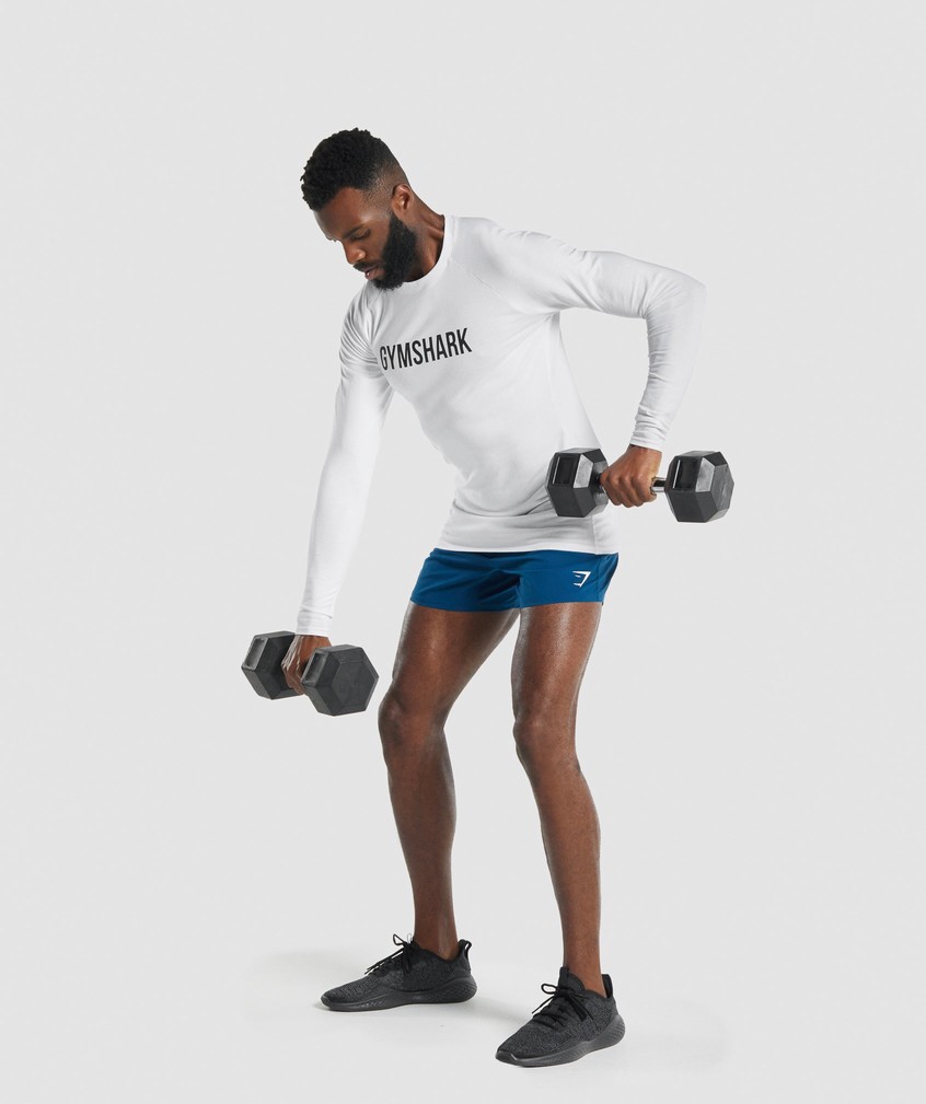 White Men's Gymshark Apollo Long Sleeve T-Shirts | USA-21640