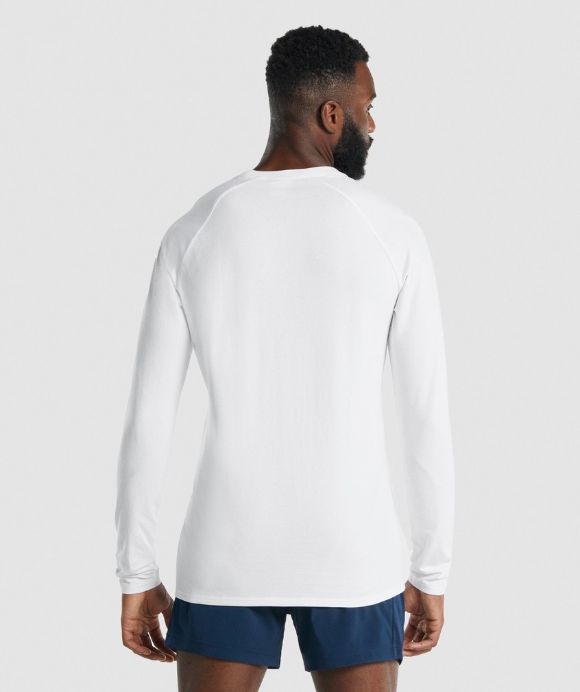 White Men's Gymshark Apollo Long Sleeve T-Shirts | USA-92630