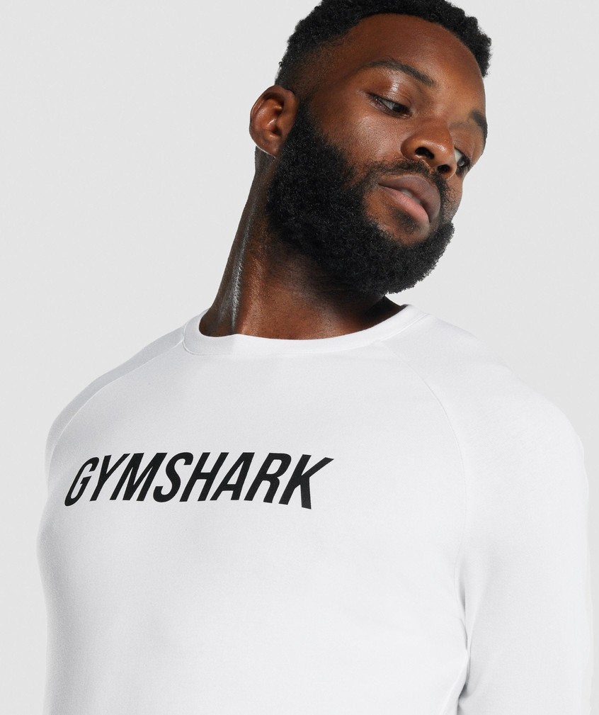 White Men's Gymshark Apollo Long Sleeve T-Shirts | USA-92630