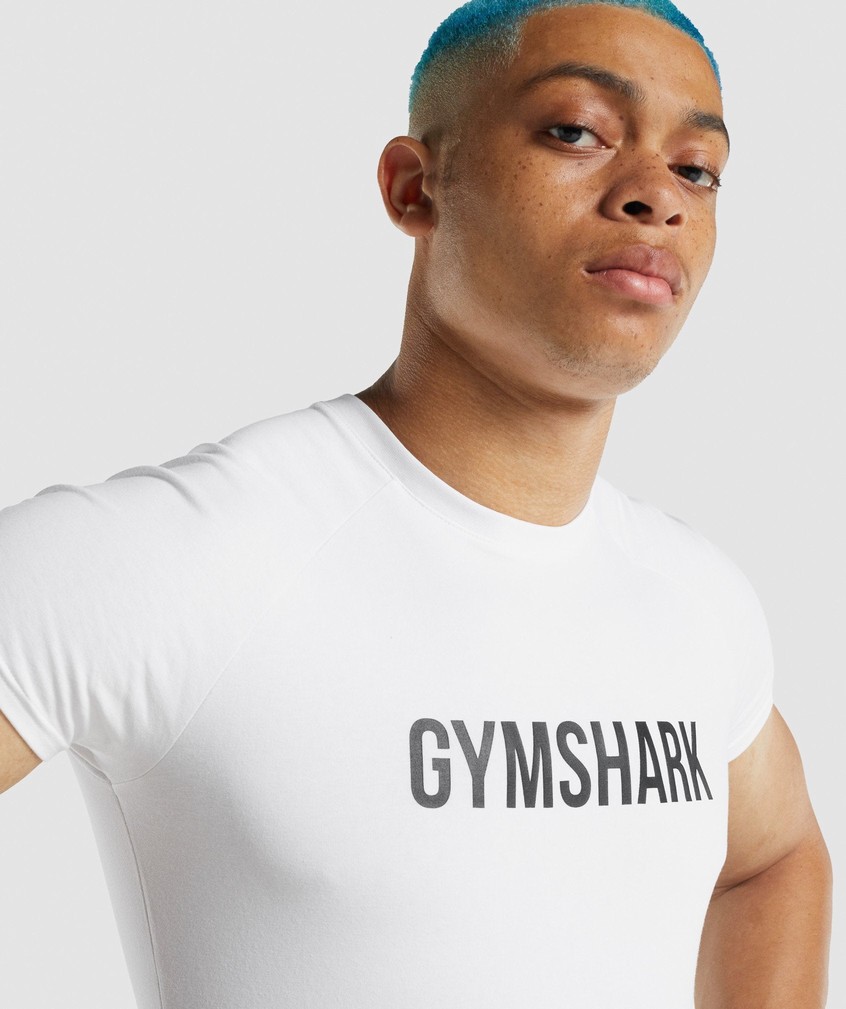 White Men's Gymshark Apollo T-Shirts | USA-03175