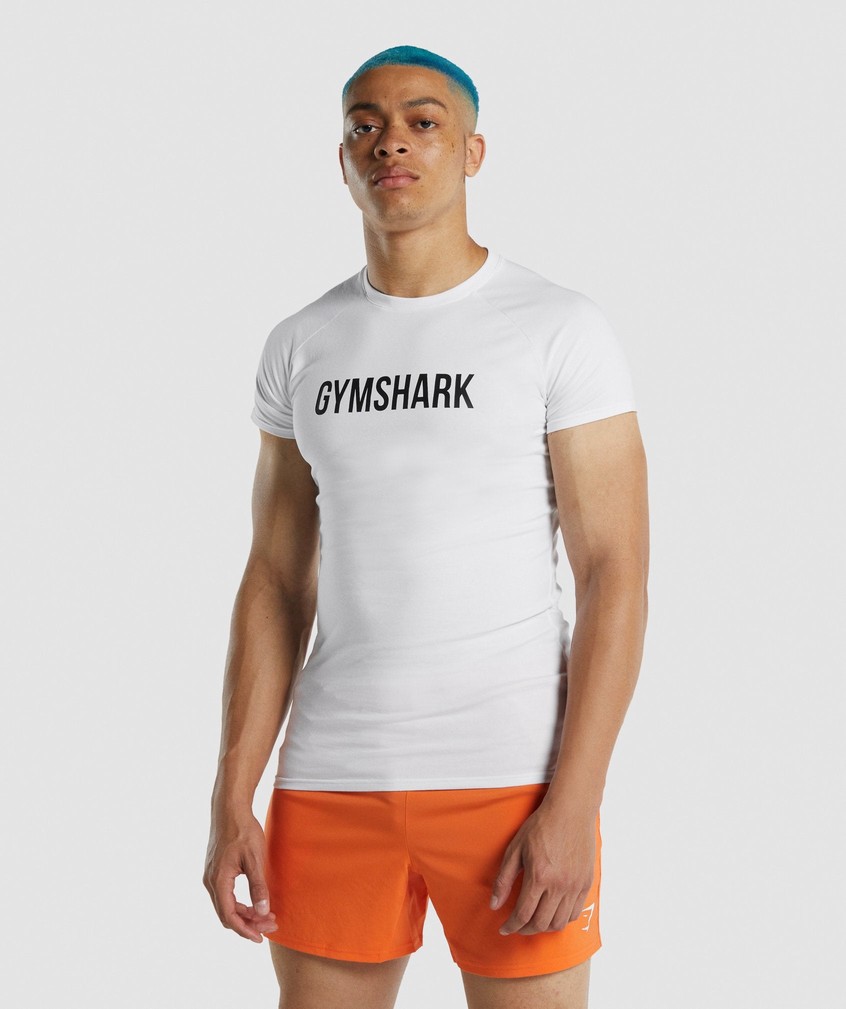 White Men\'s Gymshark Apollo T-Shirts | USA-03175