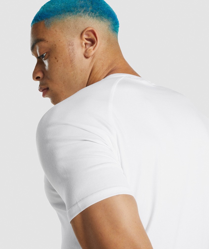 White Men's Gymshark Apollo T-Shirts | USA-62053