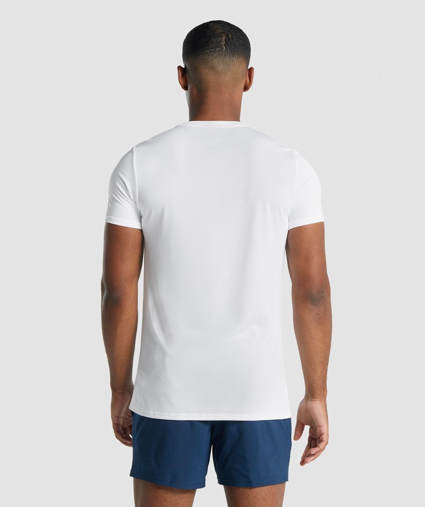 White Men's Gymshark Arrival Graphic T-Shirts | USA-79856