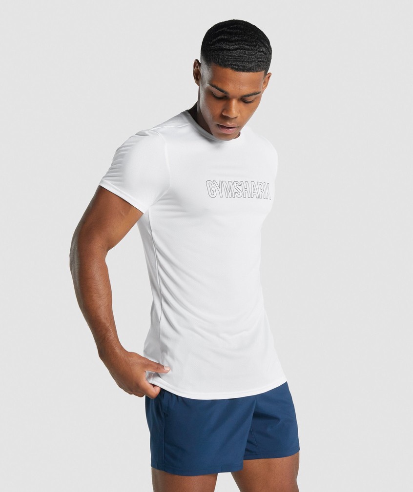 White Men's Gymshark Arrival Graphic T-Shirts | USA-79856