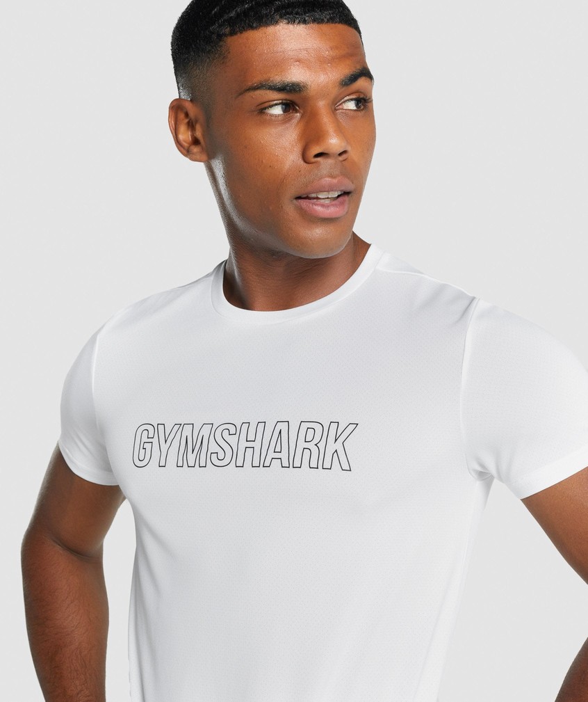 White Men's Gymshark Arrival Graphic T-Shirts | USA-79856