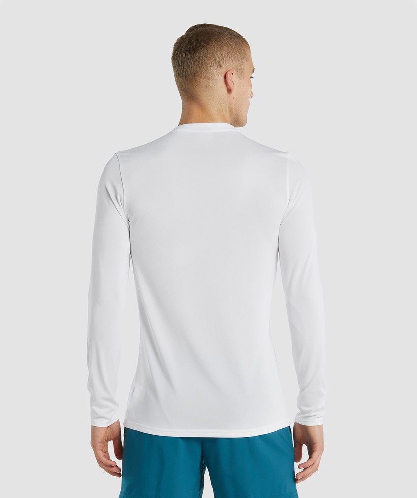 White Men's Gymshark Arrival Long Sleeve T-Shirts | USA-65370