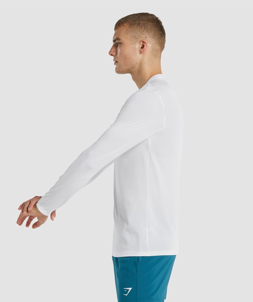 White Men's Gymshark Arrival Long Sleeve T-Shirts | USA-65370