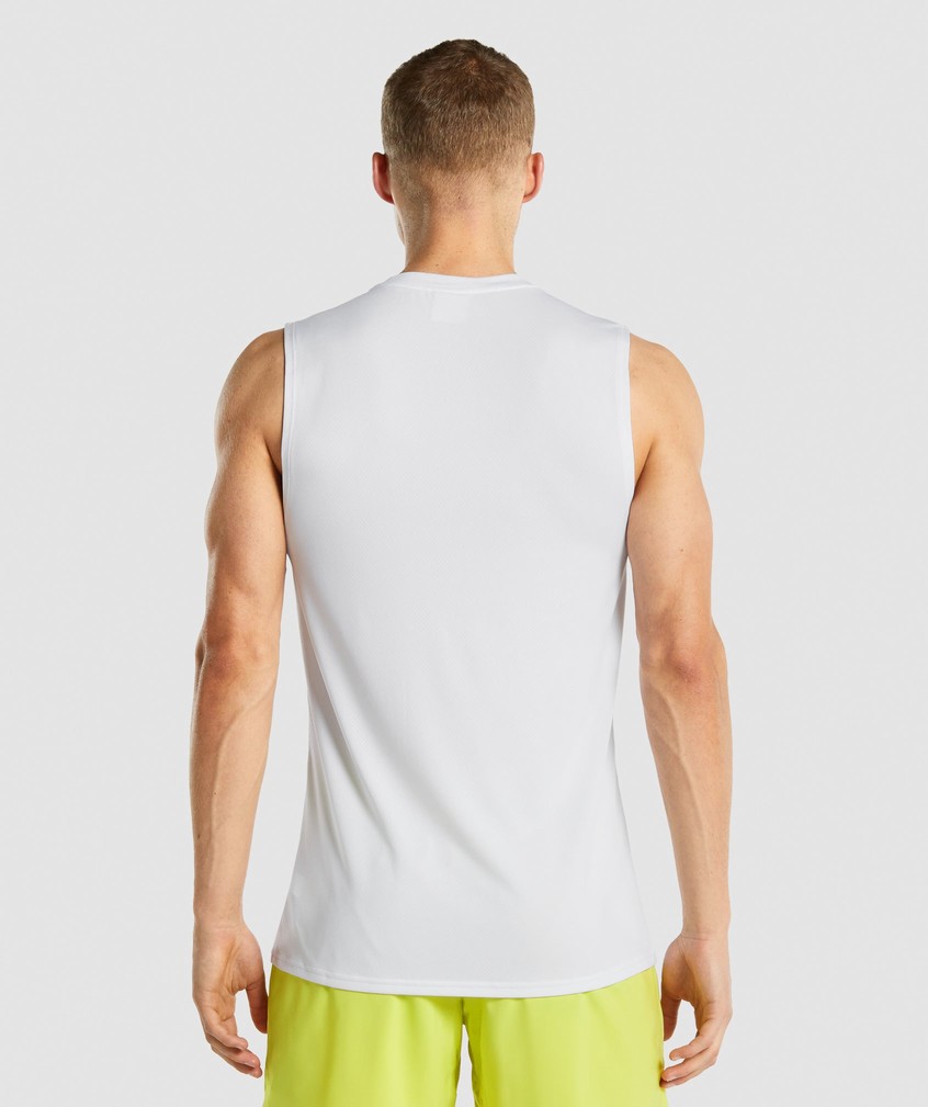 White Men's Gymshark Arrival Sleeveless Tank | USA-17629