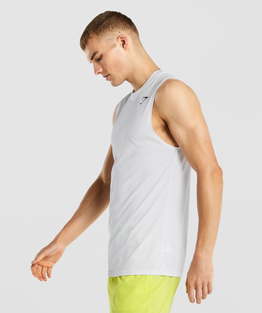 White Men's Gymshark Arrival Sleeveless Tank | USA-17629