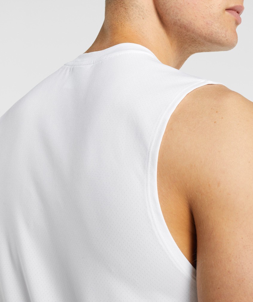 White Men's Gymshark Arrival Sleeveless Tank | USA-17629