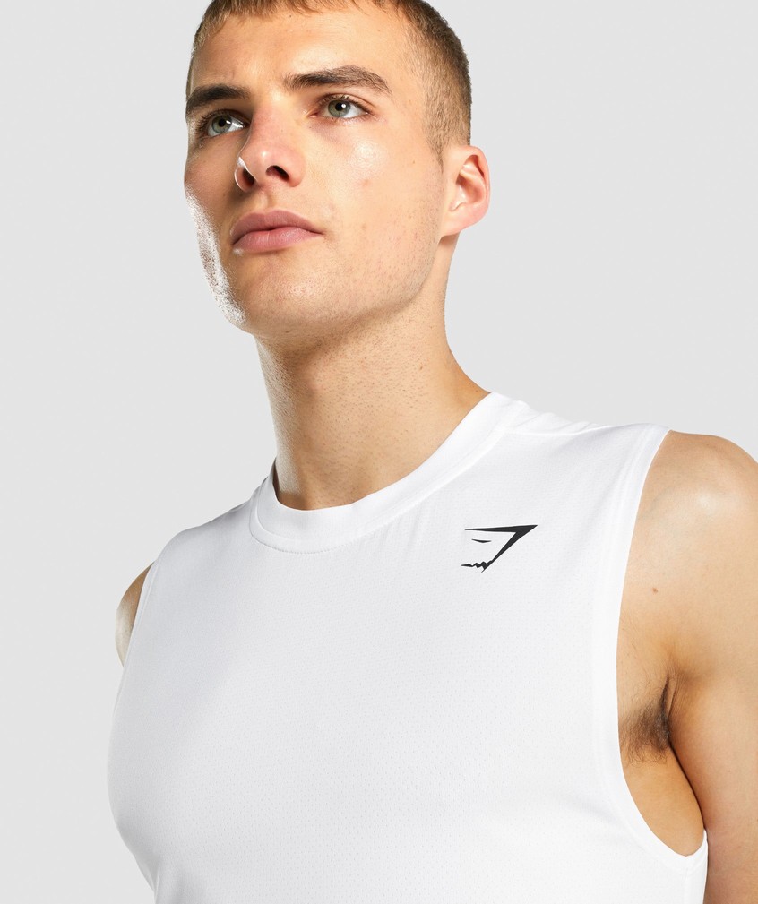 White Men's Gymshark Arrival Sleeveless Tank | USA-17629