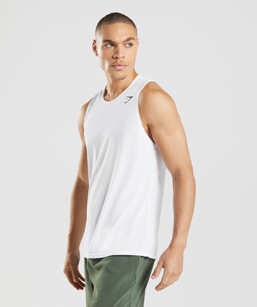 White Men's Gymshark Arrival Tank | USA-46728