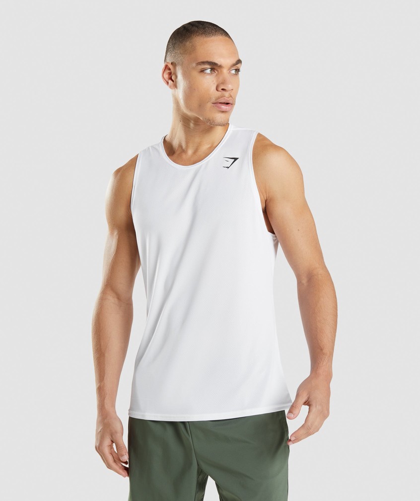 White Men\'s Gymshark Arrival Tank | USA-46728