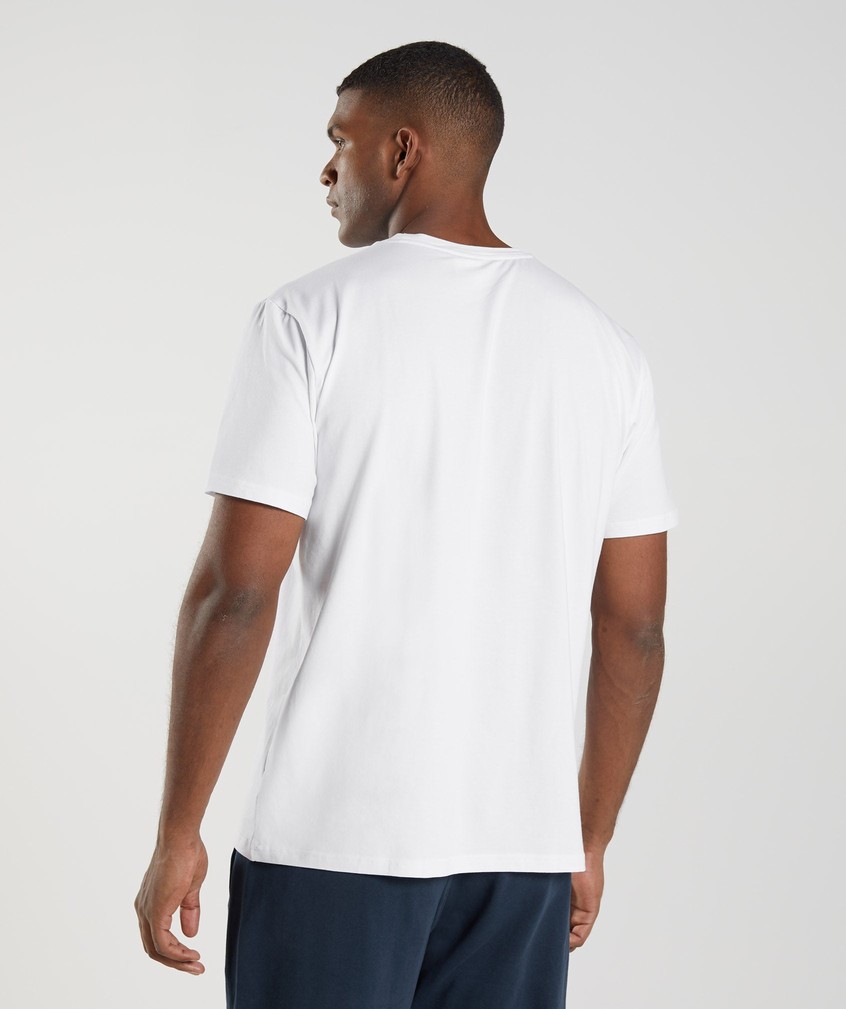 White Men's Gymshark Block T-Shirts | USA-45102