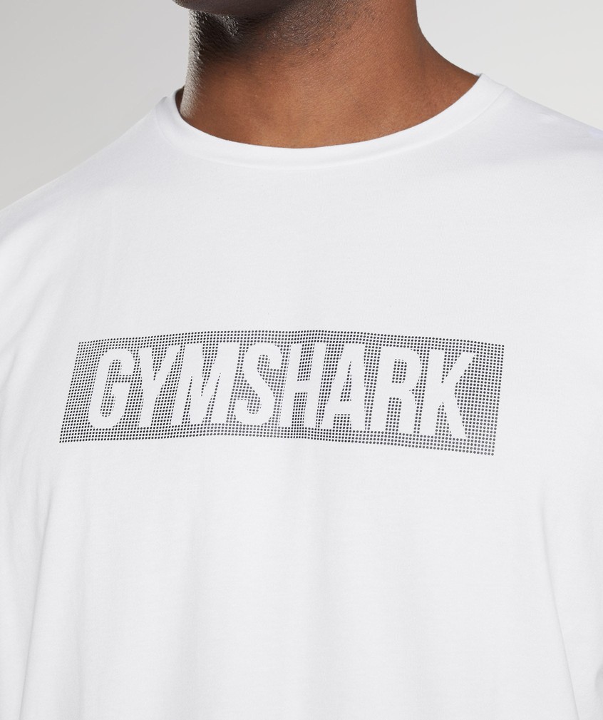 White Men's Gymshark Block T-Shirts | USA-45102