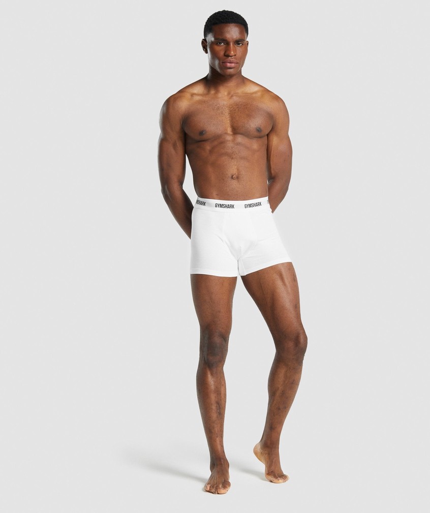 White Men's Gymshark Boxers 2pk Panties | USA-40793