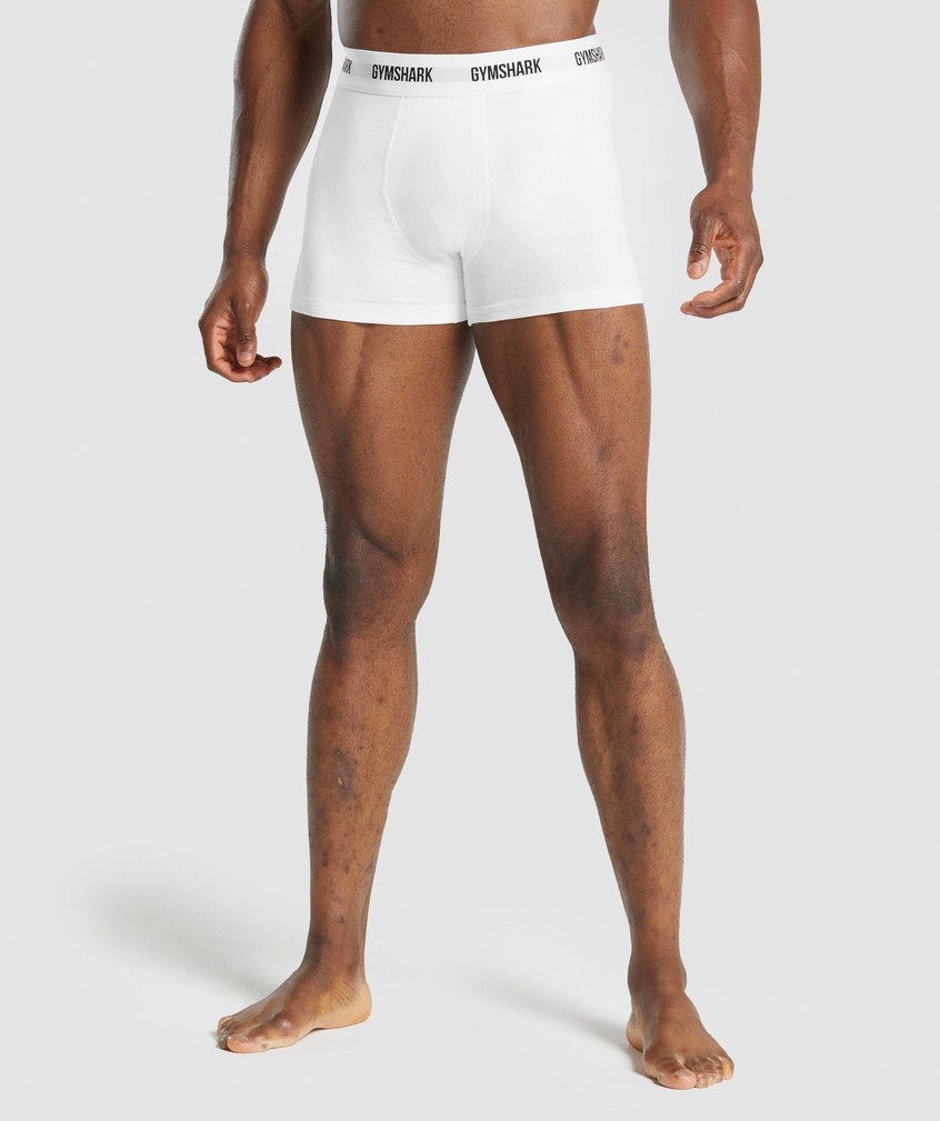 White Men\'s Gymshark Boxers 2pk Panties | USA-40793