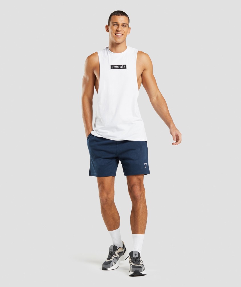 White Men's Gymshark Central Drop Arm Tank | USA-89362