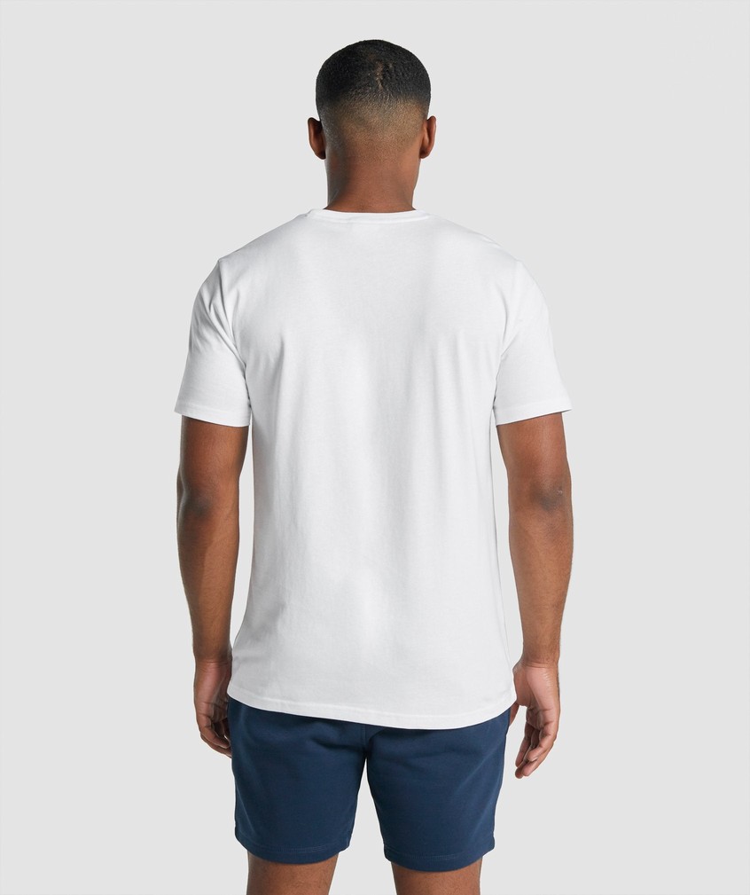 White Men's Gymshark Crest T-Shirts | USA-52310