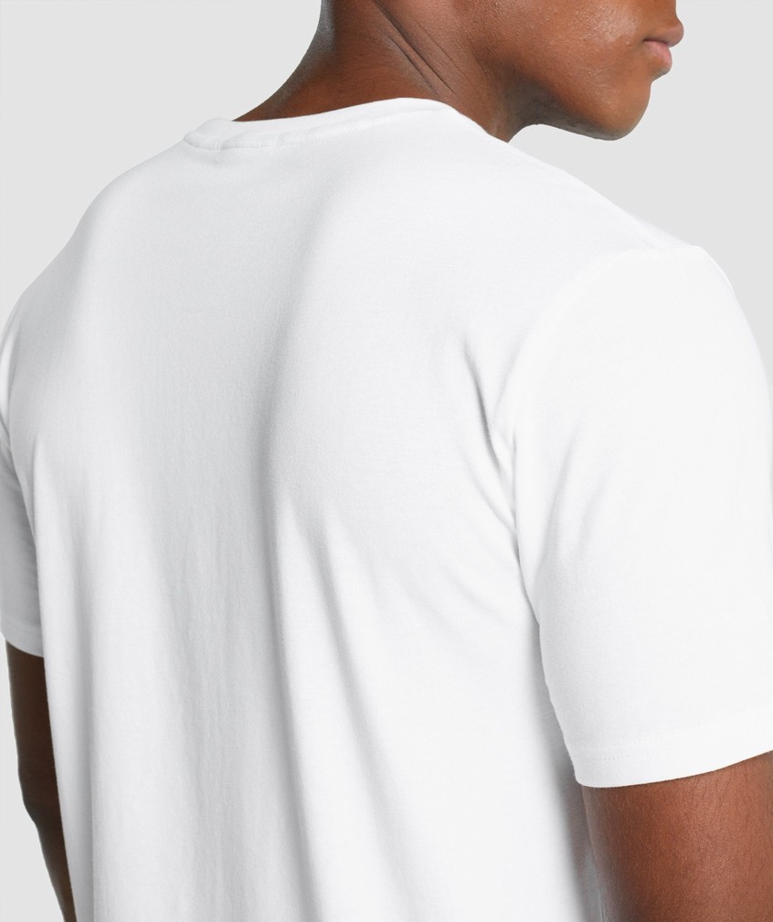 White Men's Gymshark Crest T-Shirts | USA-52310