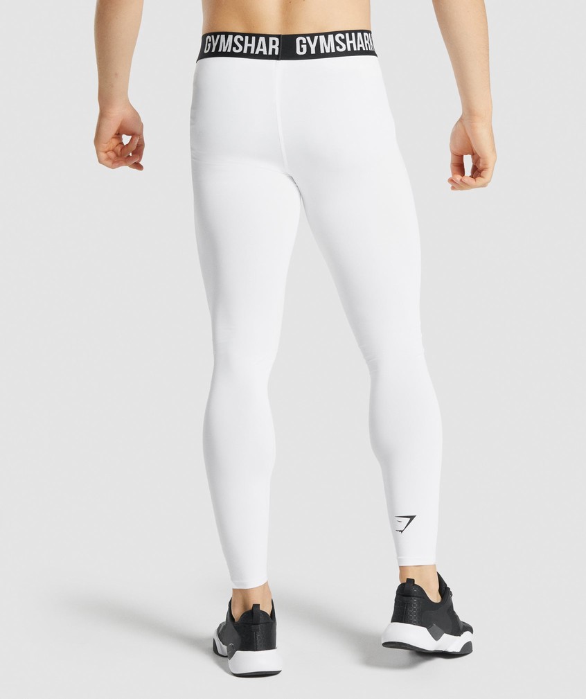 White Men's Gymshark Element Baselayer Leggings | USA-09518