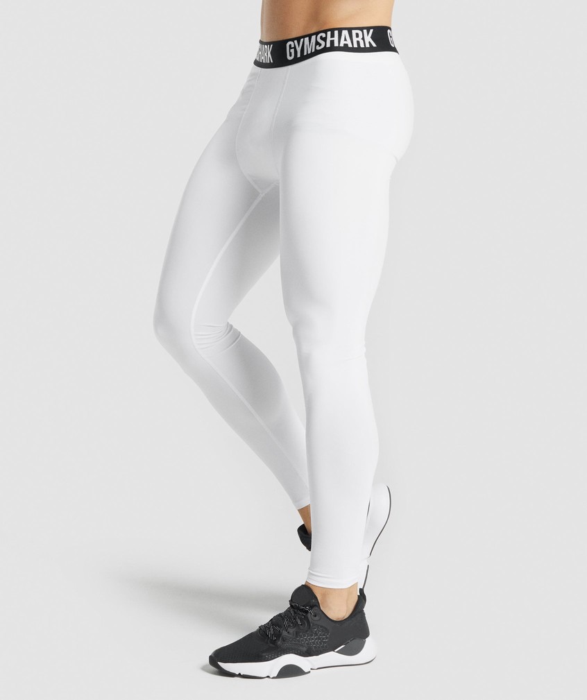 White Men's Gymshark Element Baselayer Leggings | USA-09518