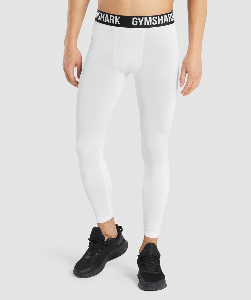 White Men\'s Gymshark Element Baselayer Leggings | USA-09518