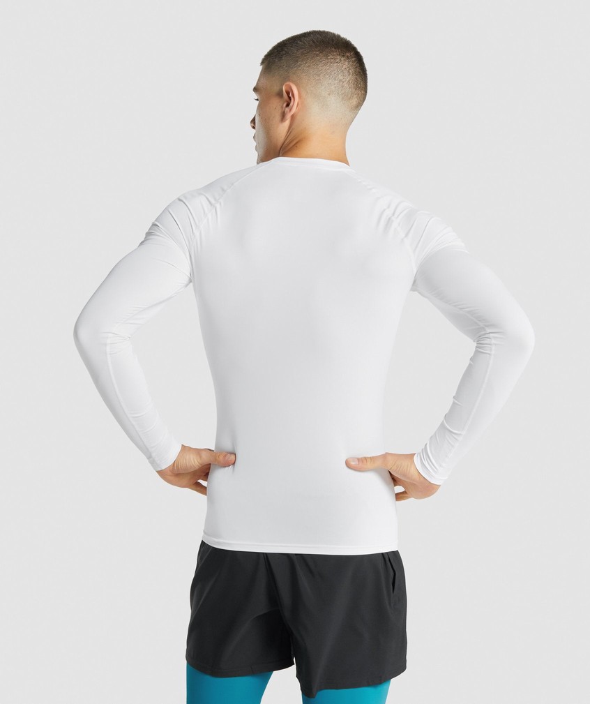 White Men's Gymshark Element Baselayer Long Sleeve T-Shirts | USA-43267