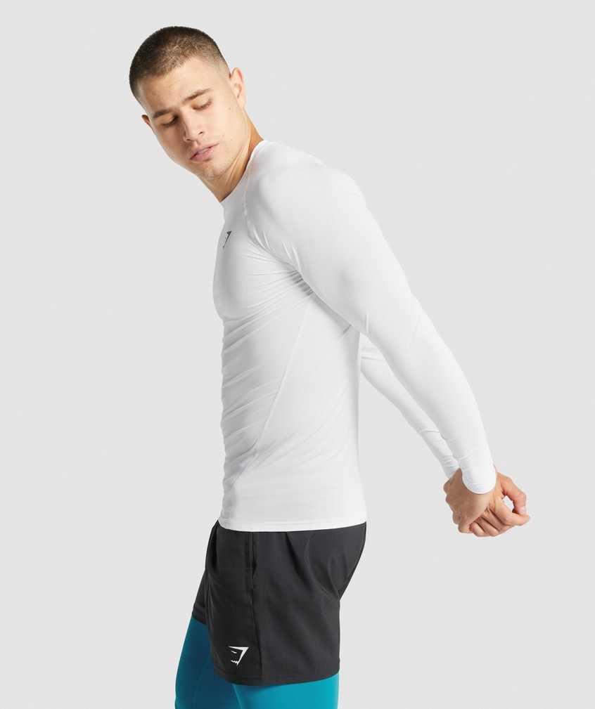 White Men's Gymshark Element Baselayer Long Sleeve T-Shirts | USA-43267