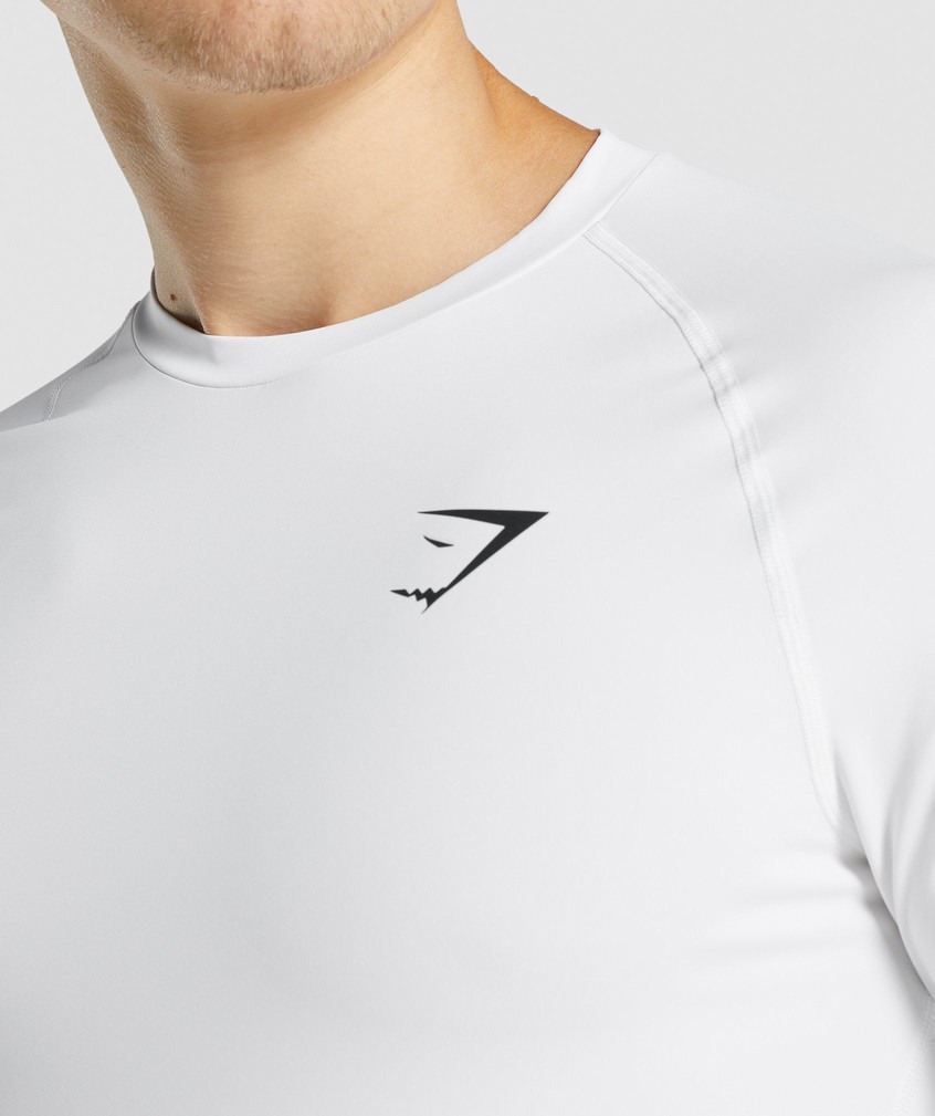 White Men's Gymshark Element Baselayer Long Sleeve T-Shirts | USA-43267