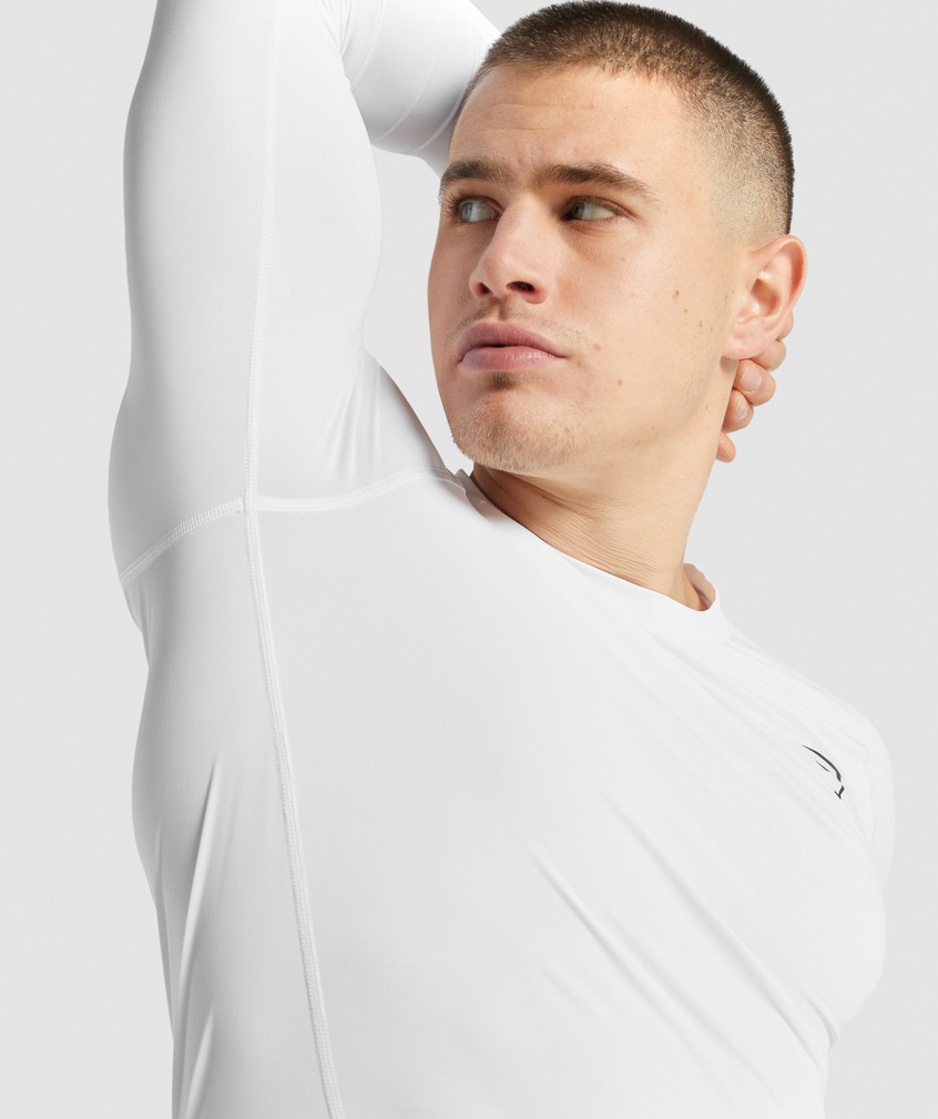 White Men's Gymshark Element Baselayer Long Sleeve T-Shirts | USA-43267